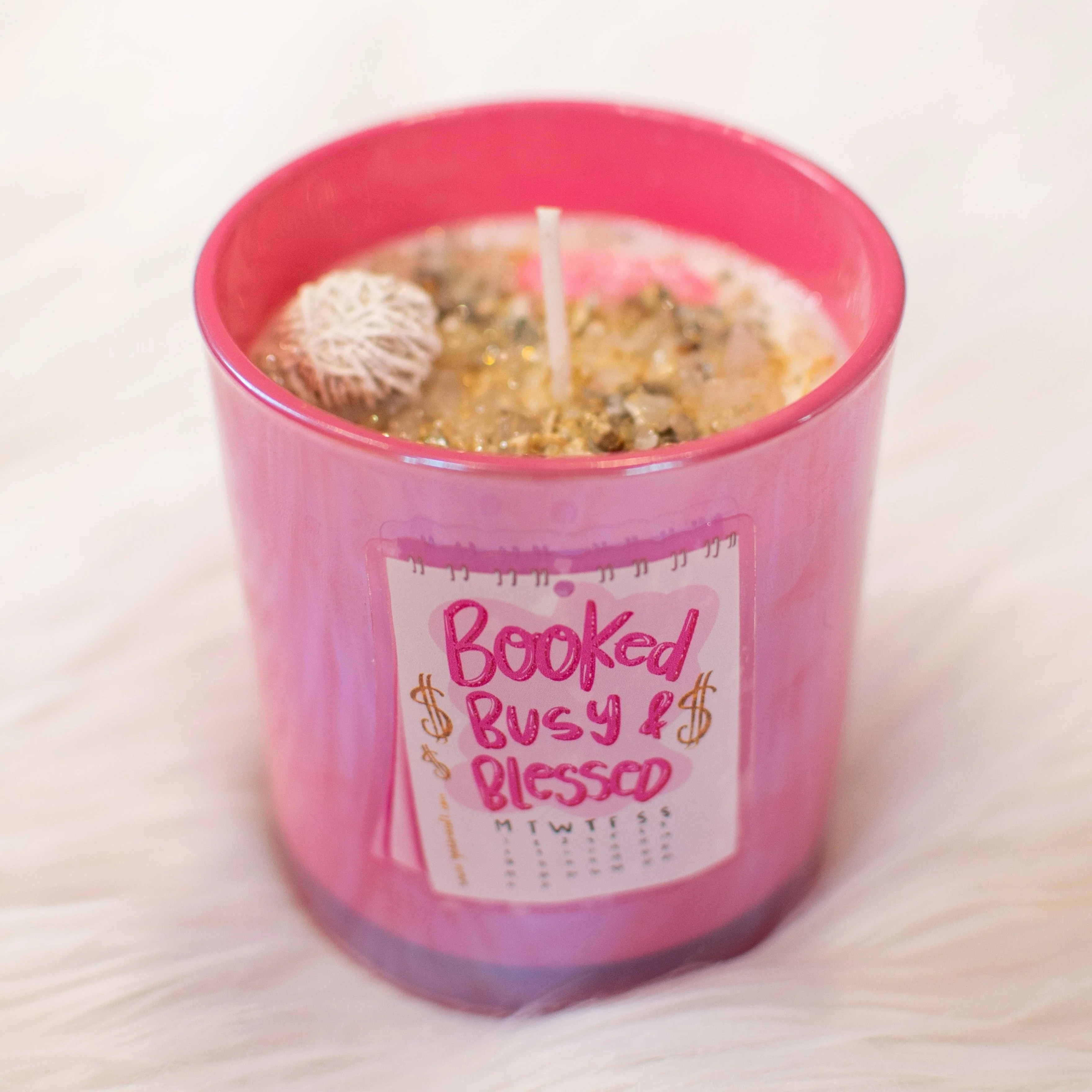 Booked, Busy and Blessed Candle The Goddess Loft