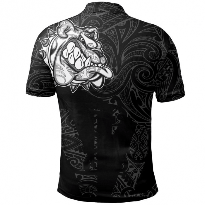 Bulldog Shirt New Zealand Maori Bulldog Black Pattern Polo Shirts