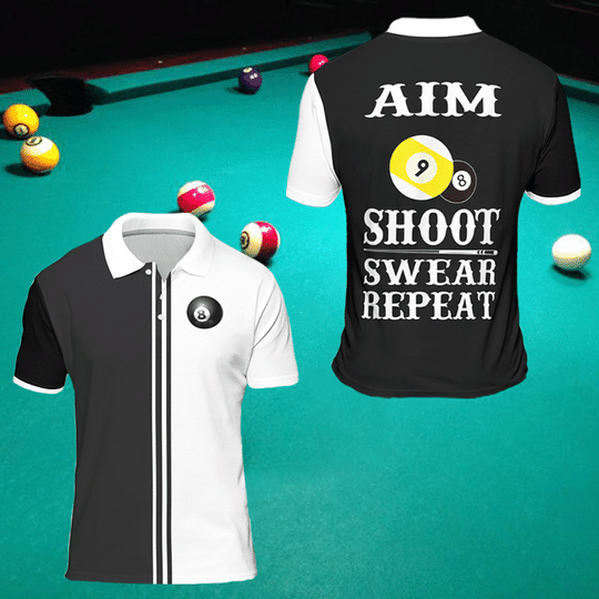 Billiards Shirt Designs 9 Ball Billiard Pool Short Sleeve Polo Shirt