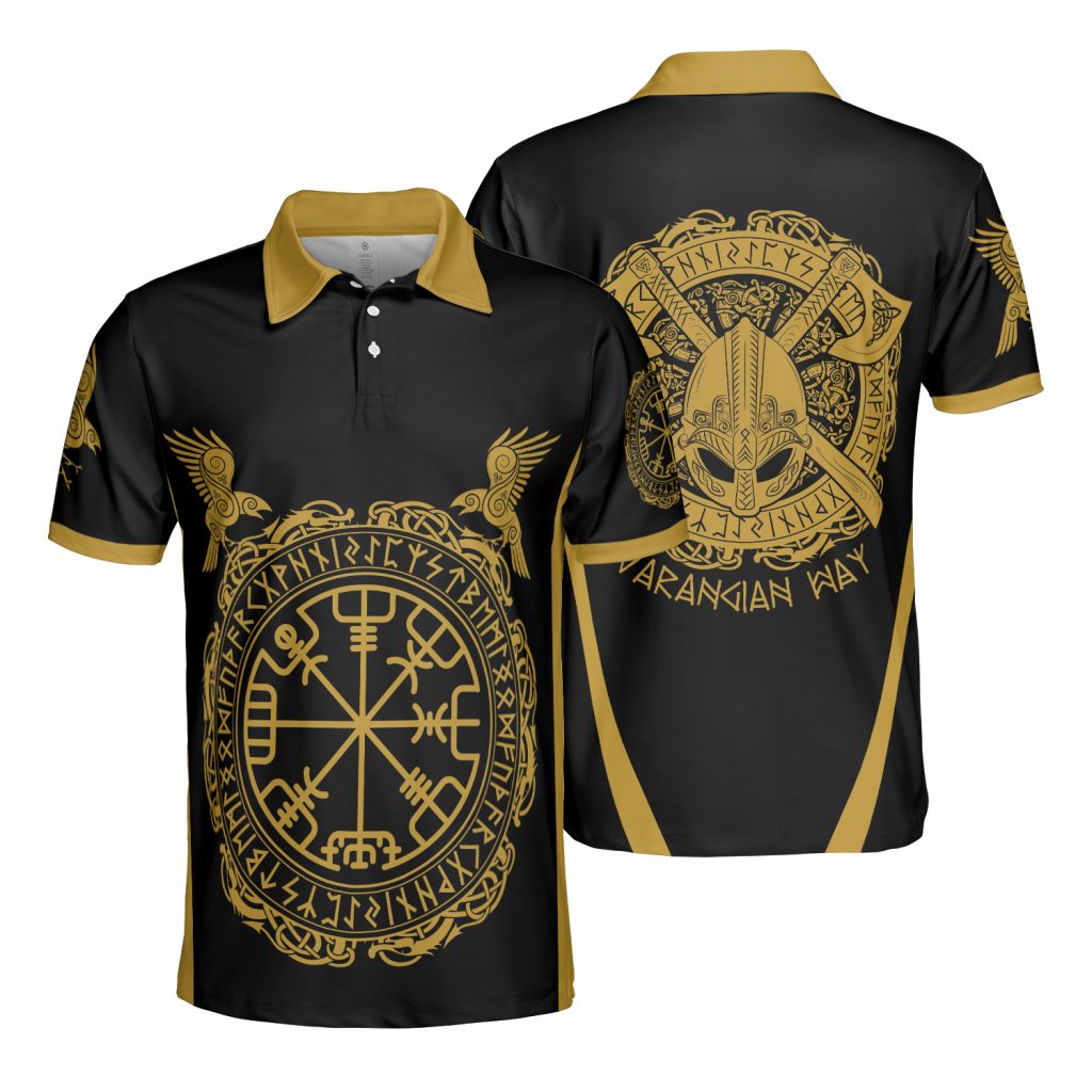 Vikings Muninn Tattoo 3D AOP Polo Shirt Viking Gold Style For Men Gift