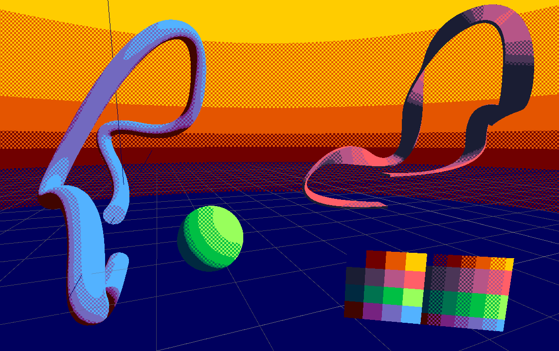 3D PostProcessing Dithering + Color Palettes Godot Shaders