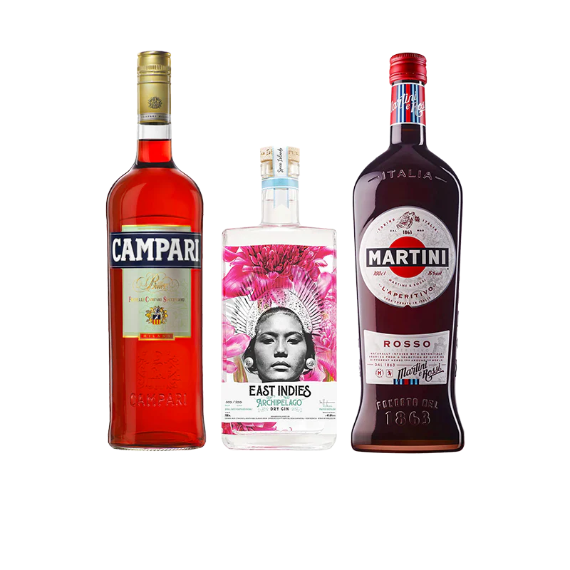 Negroni Set Campari, East Indies, Martini Rosso Go Drinks