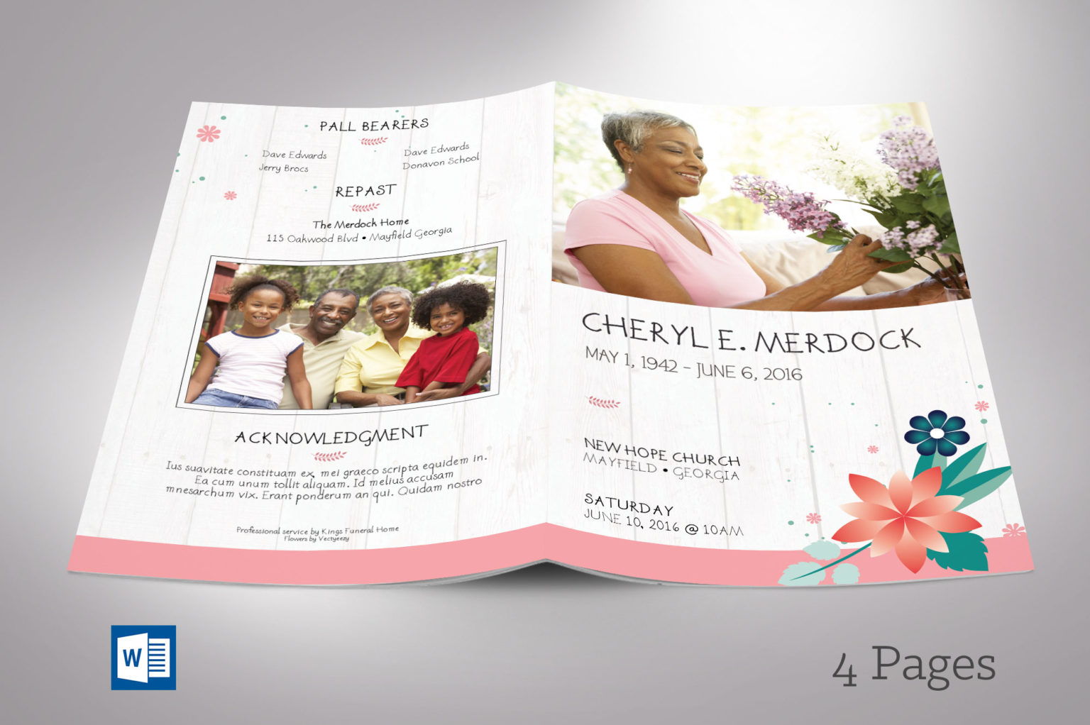 Free Funeral Program Word Template Godserv Designs