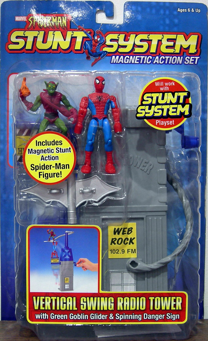 Vertical Swing Radio Tower SpiderMan Stunt System action figures