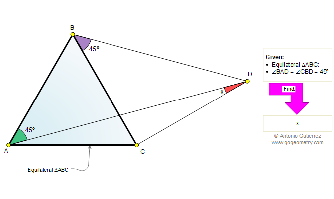 Online Geometry Tutoring Problem 504 Equilateral Triangle, Angles, 45