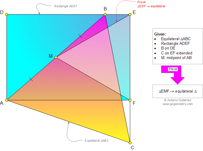 Geometry Problem 968 Equilateral Triangle, Rectangle, Common Vertex