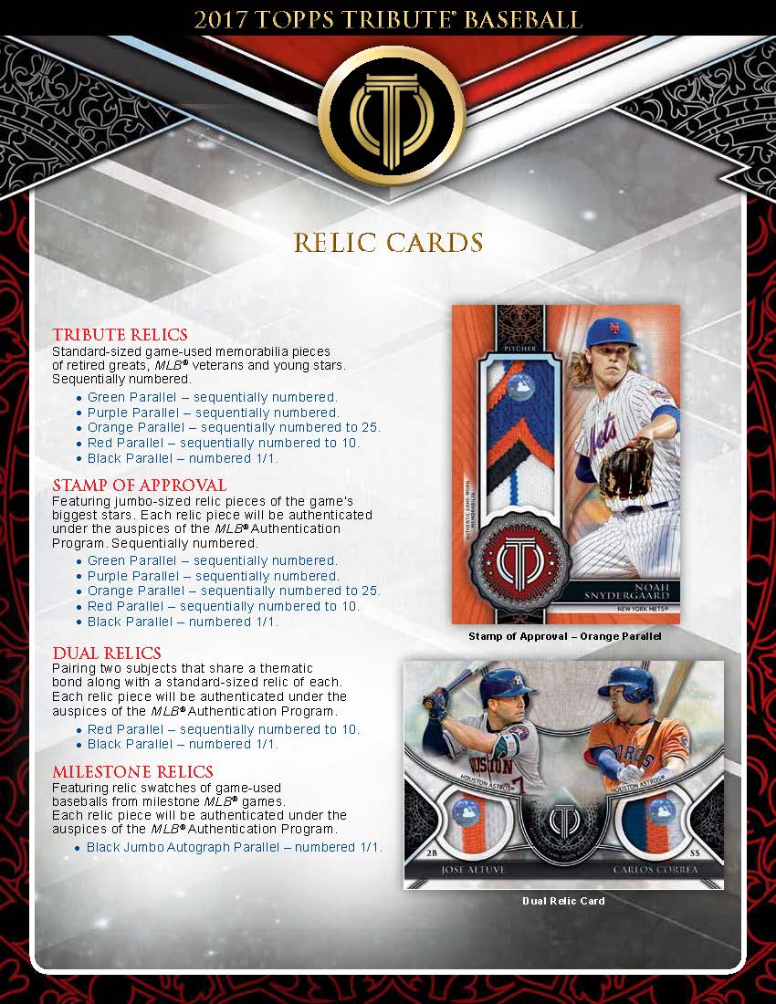 2017 Topps Tribute Baseball Cards Go GTS