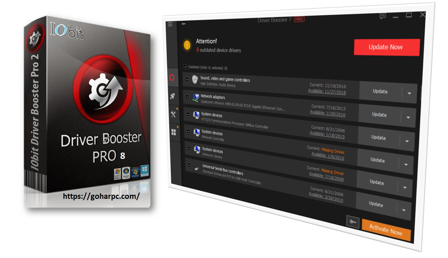 Driver Booster 8.7 Key + Crack Free Download Gohar Pc