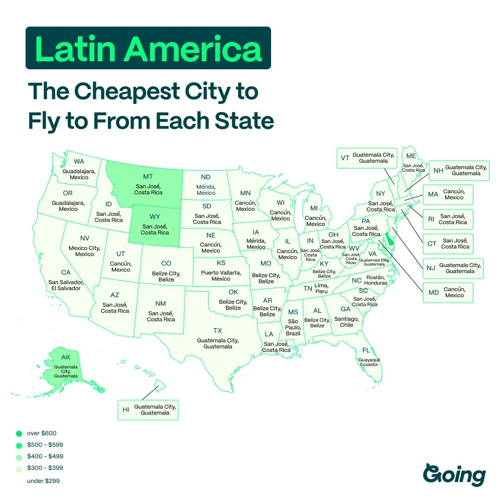 Mapping the Cheapest Places to Fly From Each State