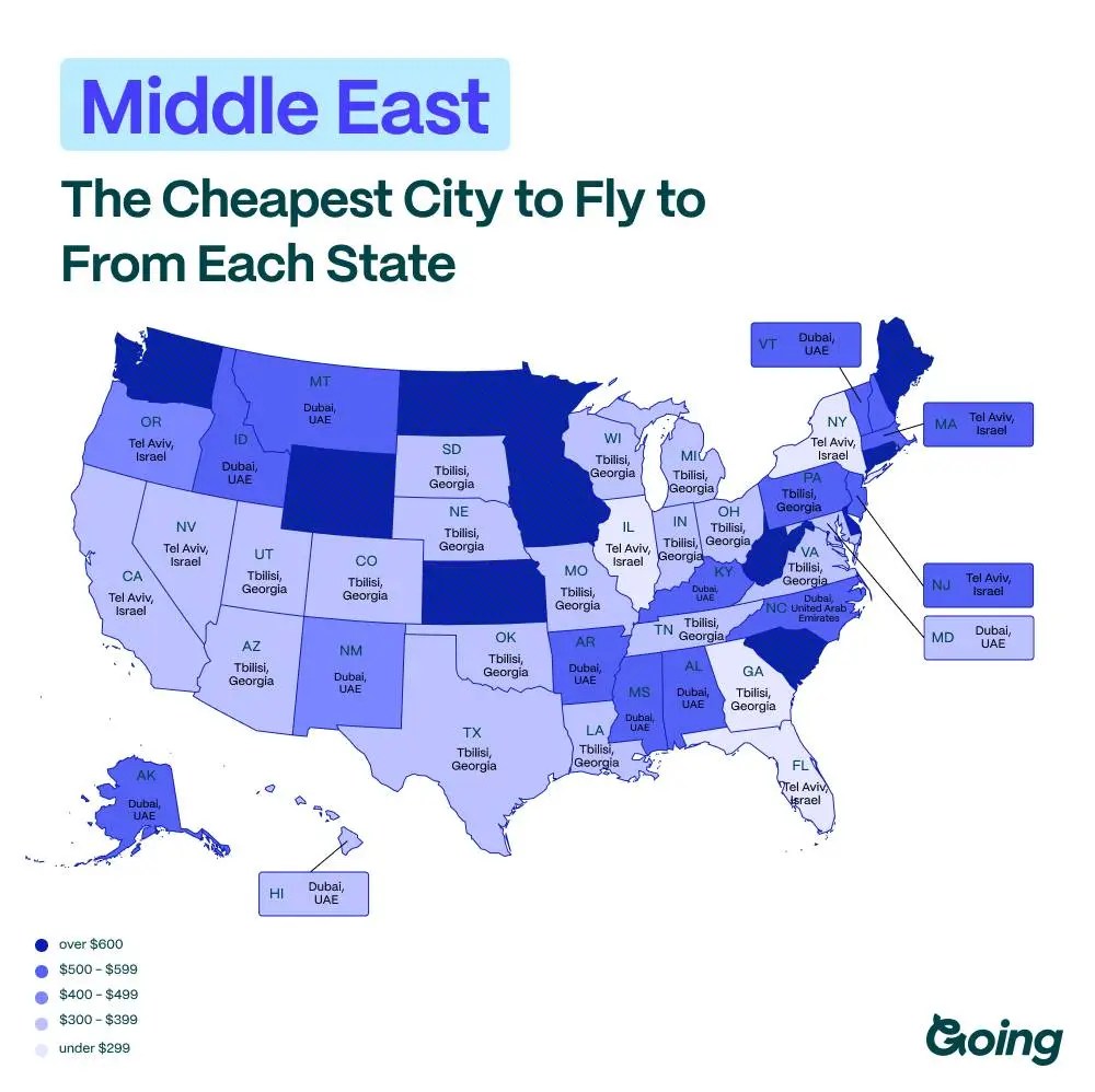 Mapping the Cheapest Places to Fly From Each State