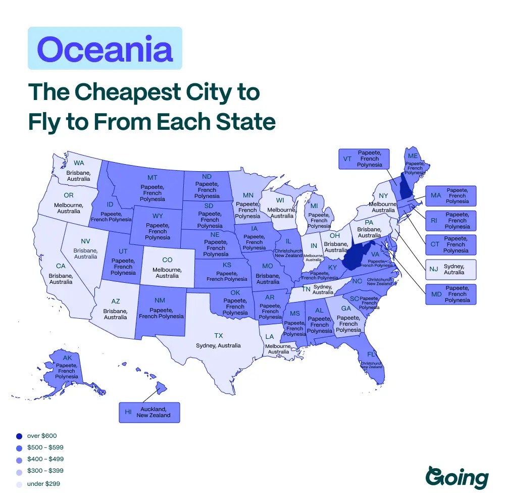 Mapping the Cheapest Places to Fly From Each State