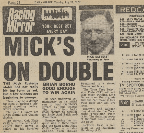 Goodwood and Redcar Daily Mirror 31071979 GOING BEHIND