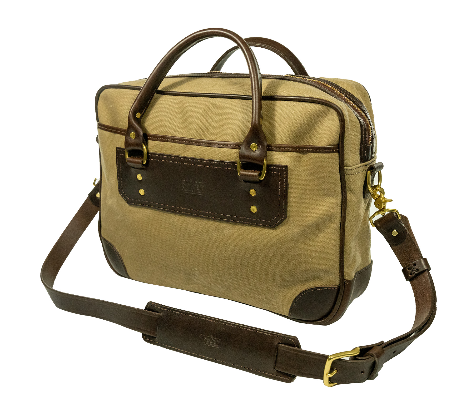 Sand Canvas & Leather Briefcase Gokey USA