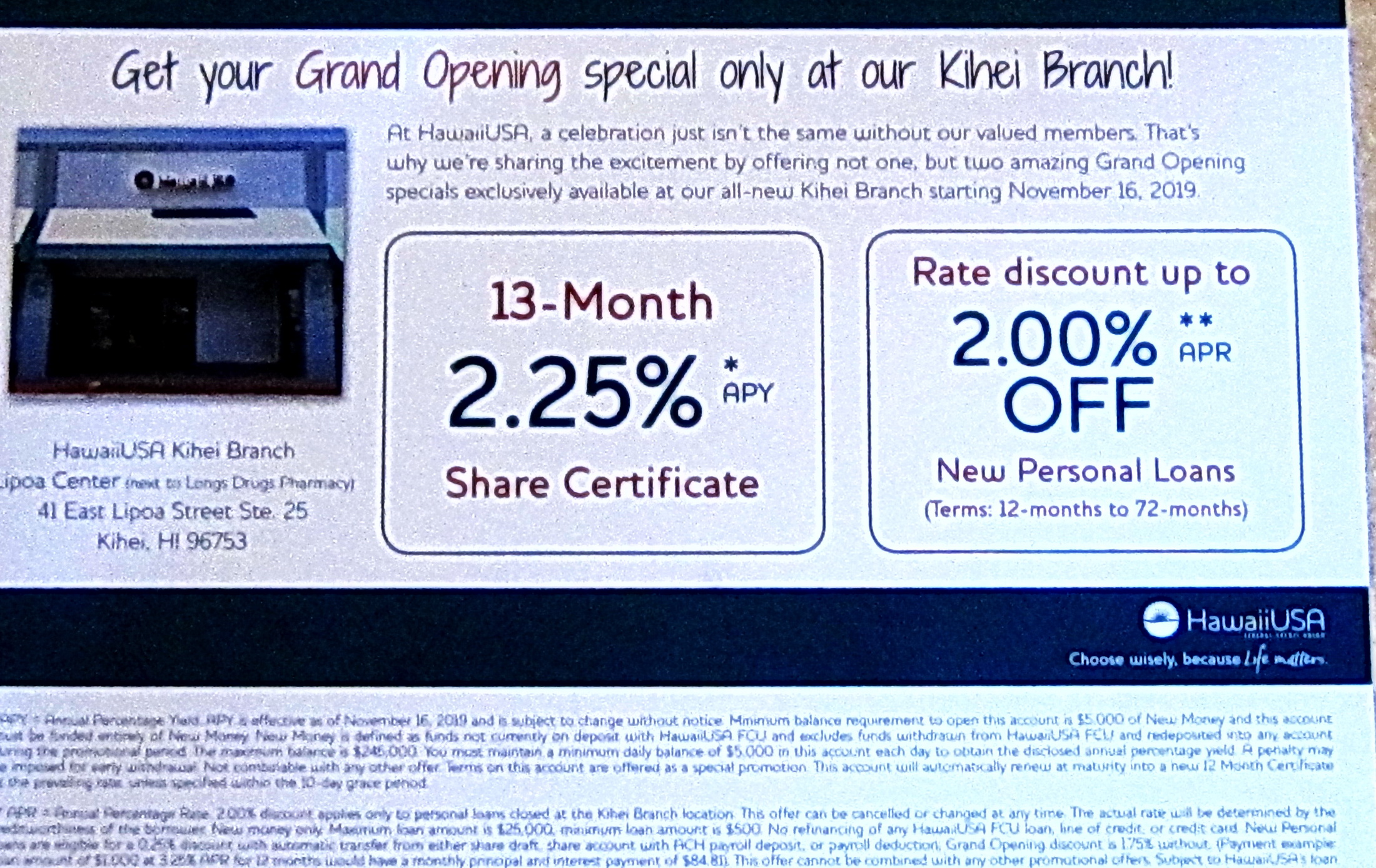 Hawaii USA Federal Credit Union Grand Opening Kihei Community