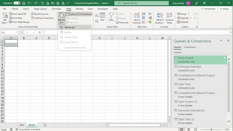 Excel Connections Get Data from External Sources Layer Blog