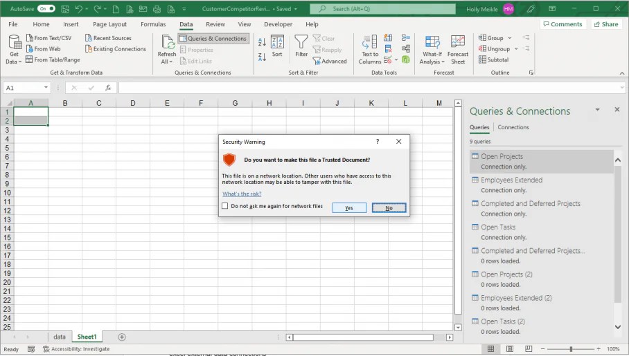 Excel Connections Get Data from External Sources Layer Blog