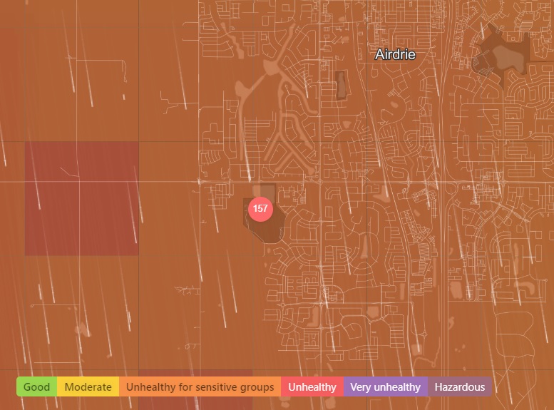 Airdrie's air quality hit dangerous levels