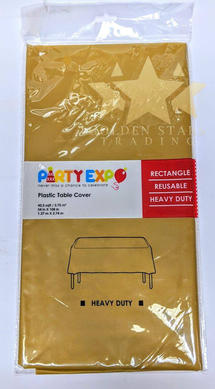 Plastic Table Cover Gold/Rectangle Golden Stars Trading