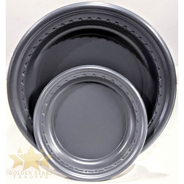 Silver Plastic Disposable Plates (10ct) Golden Stars Trading