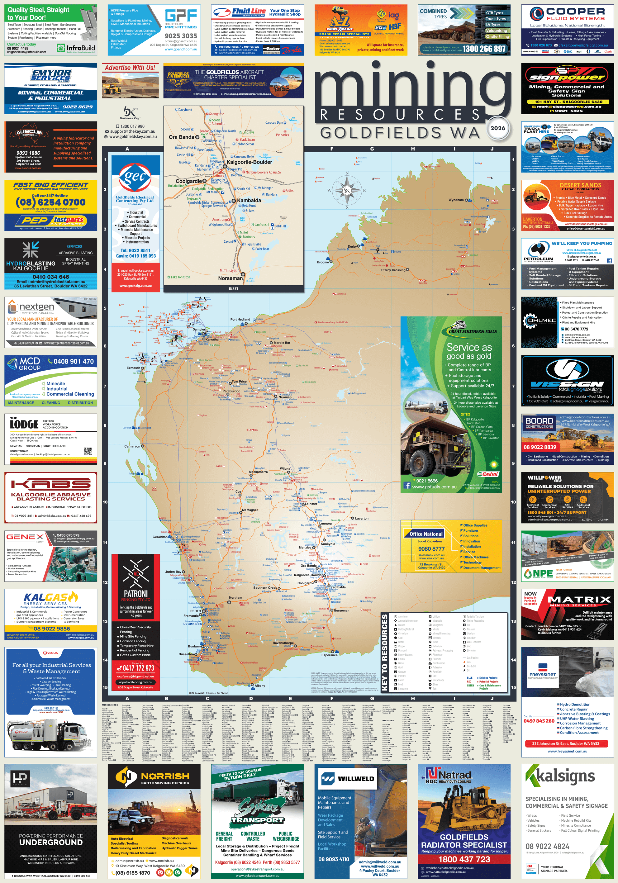 WA Mining Map GoldfieldsEsperance WA Goldfields Key
