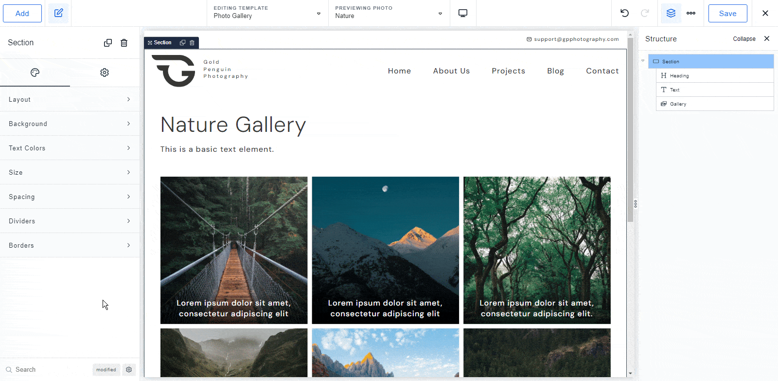 How to Create a Professional Photography Portfolio using Breakdance Builder Gold Penguin