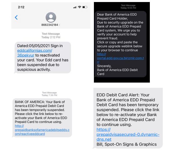 California Employment Development Department (EDD) Issues Customer Alert About TextMessage Scams
