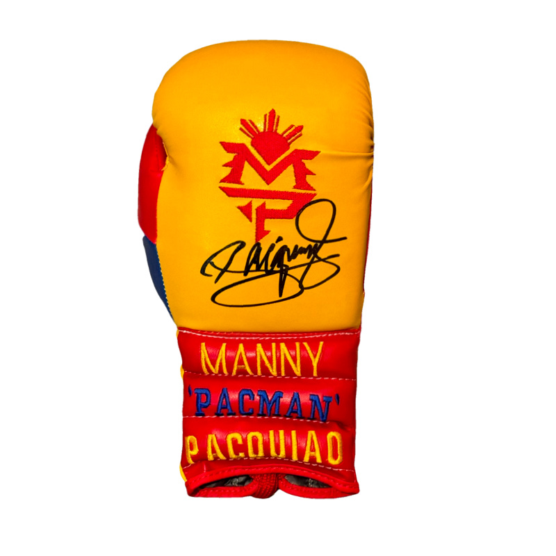 Exclusive Manny Pacquiao Hand Signed Branded Boxing Glove Gold Star Memorabilia