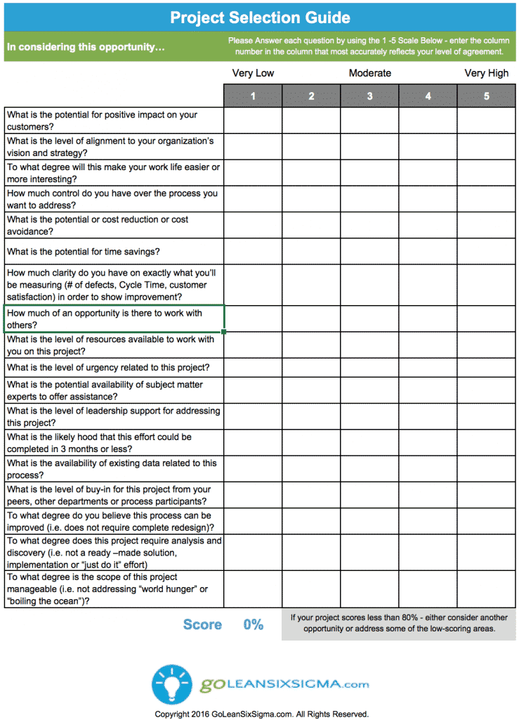 Project Selection Guide Template & Example