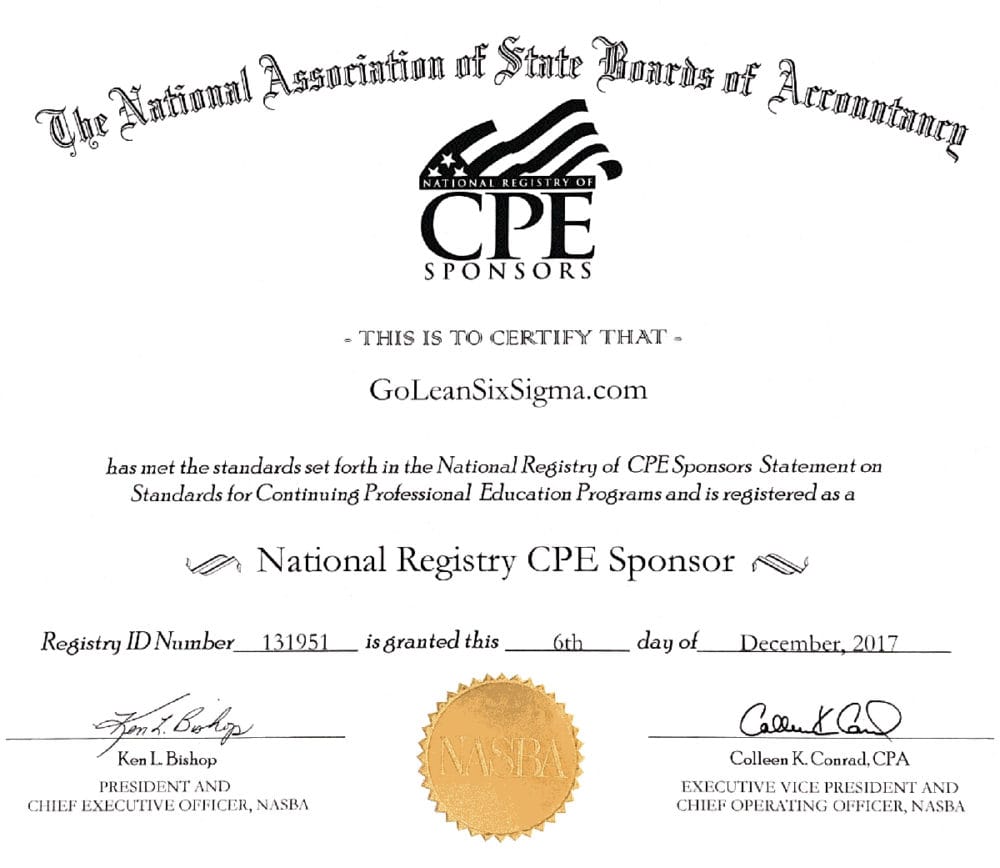 For CPAs CPE Lean Six Sigma Yellow Belt Training & Certification