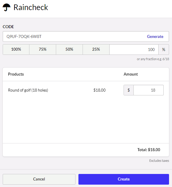 Issuing and redeeming rainchecks Lightspeed Golf