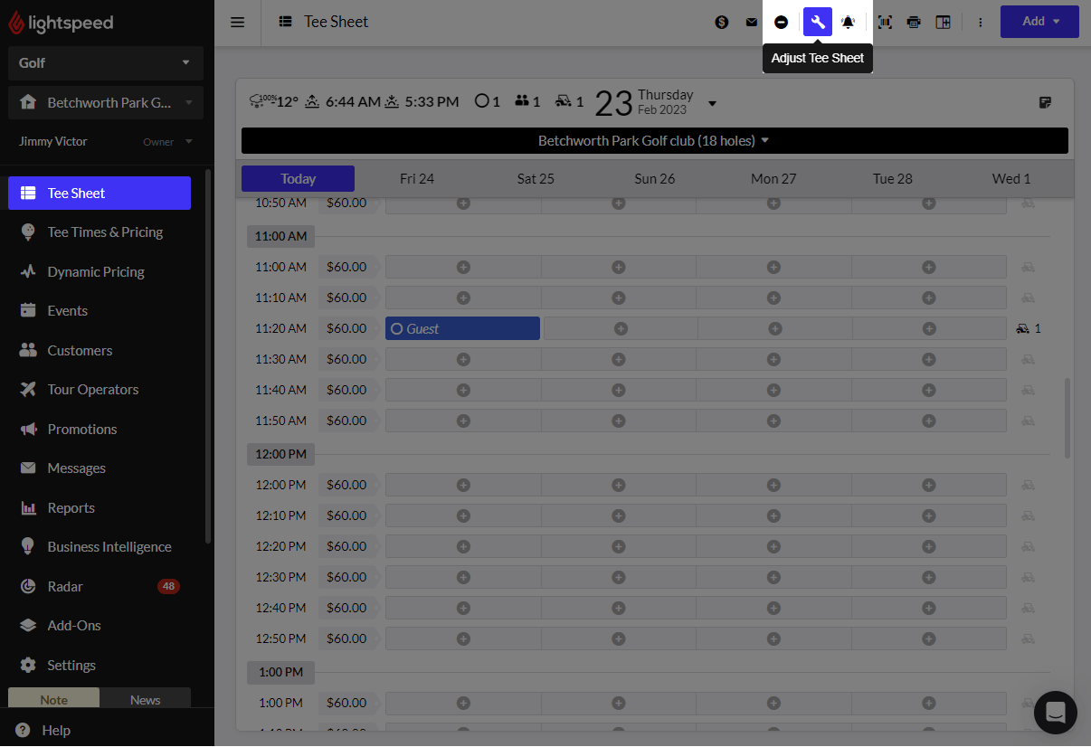 Blocking and unblocking tee times Lightspeed Golf