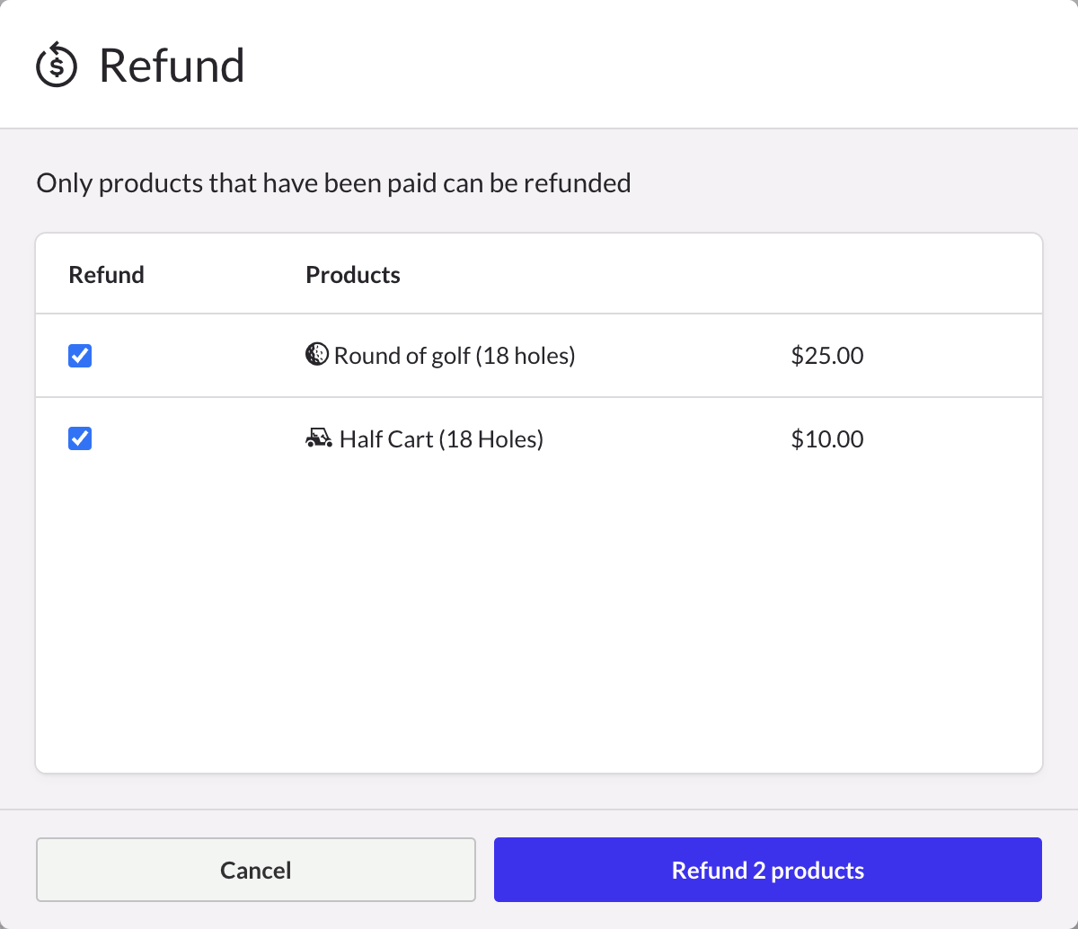 Refunding reservations from the tee sheet Lightspeed Golf