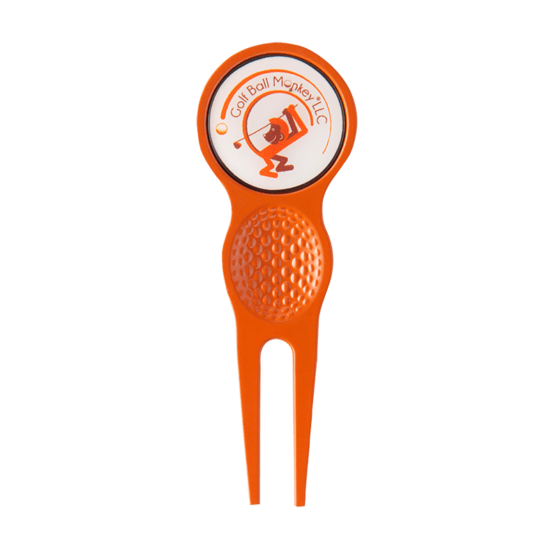 Divot Tool / Marker Orange Golf Ball Monkey