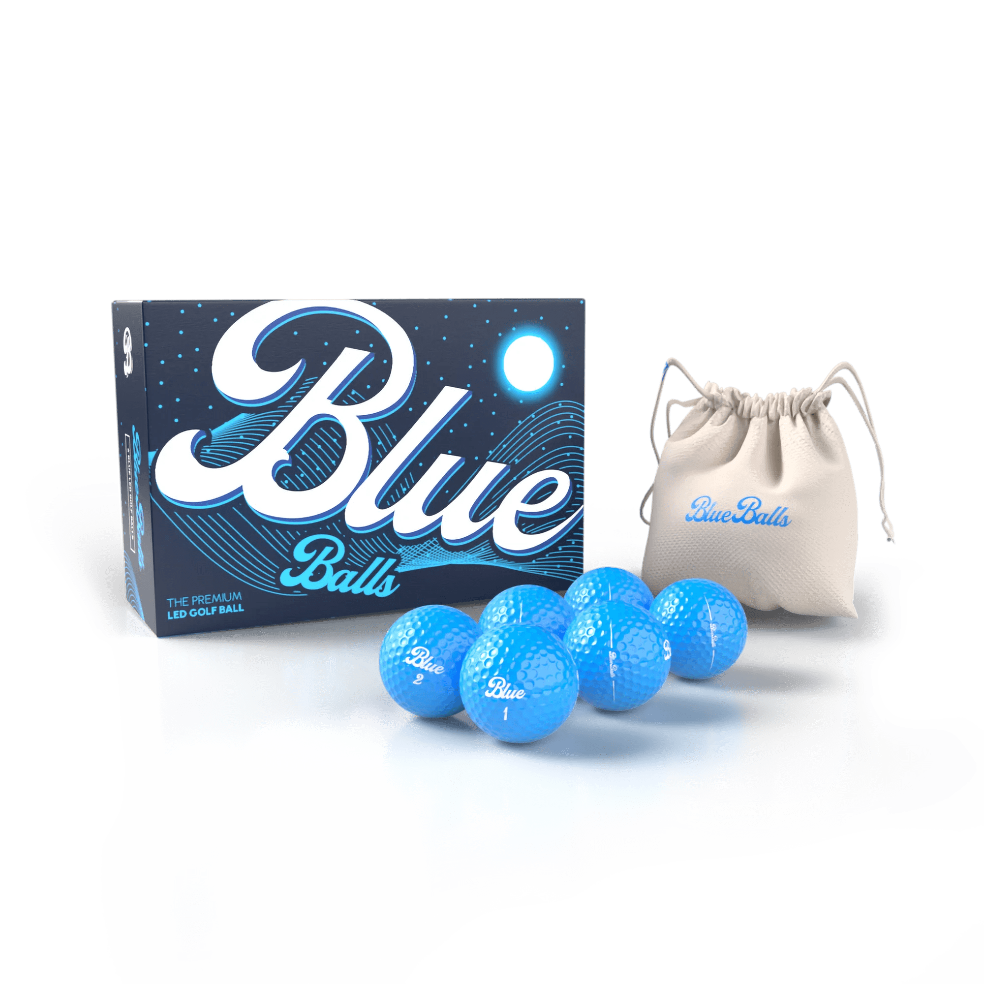 BLUE BALLS LED GOLF BALLS (6PACK) Blue Balls Premium LED Golf