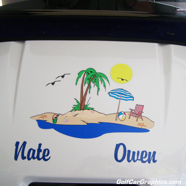 Palm Tree Beach Golf Car Graphic Fun Art Designs Graphic Decal