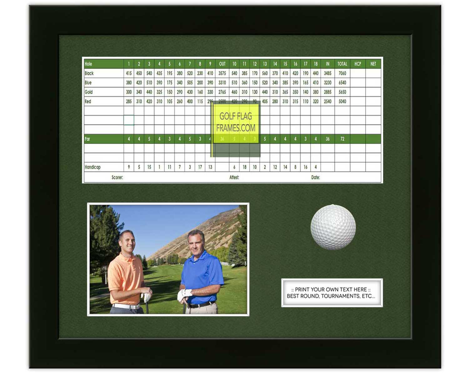 Hole In One 13X15 Black Golf Scorecard, Ball, Picture Shadowbox Frame