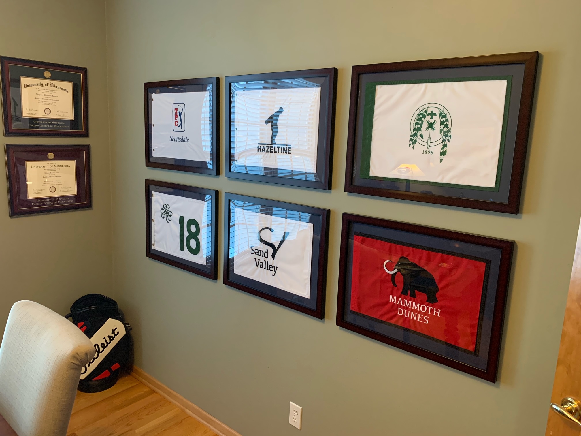 Golf Themed Office Wall GolfFlagFrames