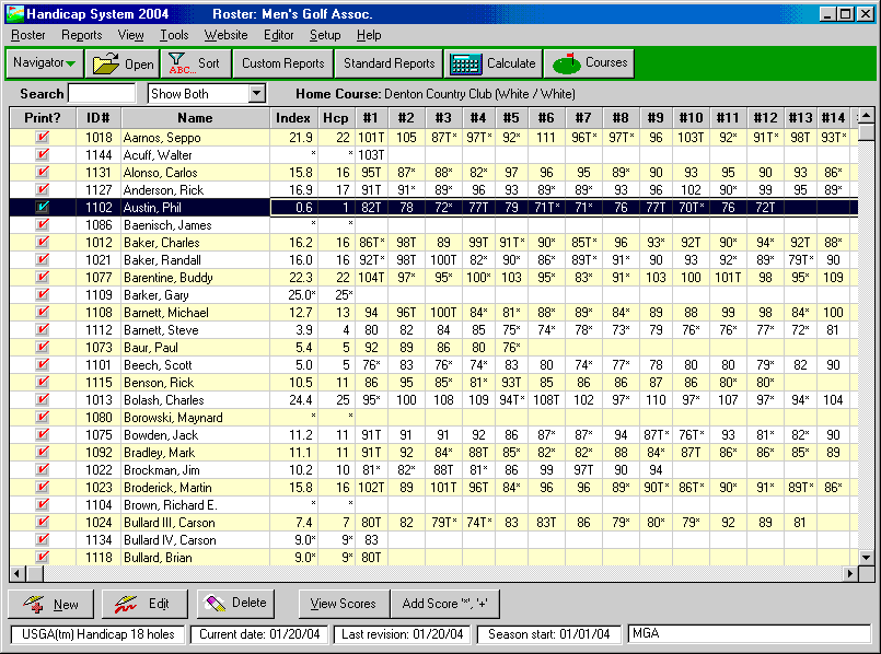 Golf Handicap Software USGA, RCGA and Custom Golf Handicap Calculator