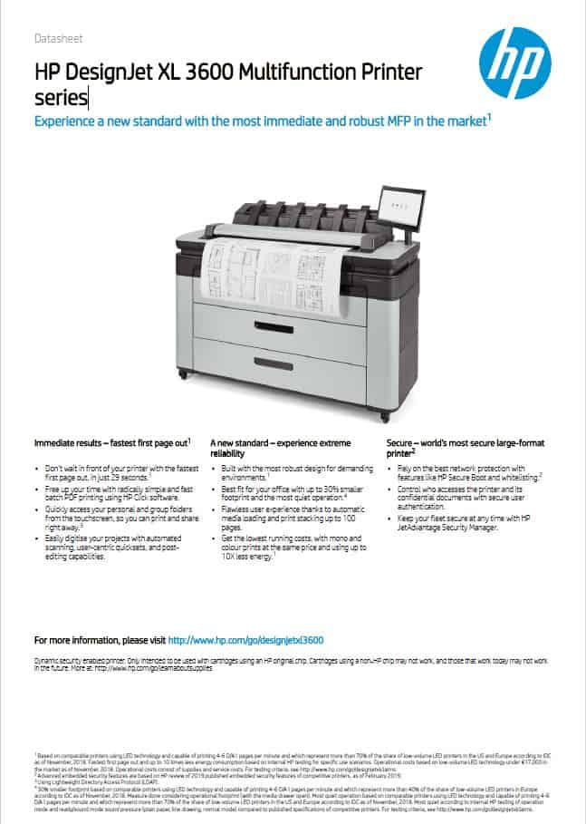 HP DesignJet XL 3600dr PS 36in MFP (6KD26A) Global Office Machines