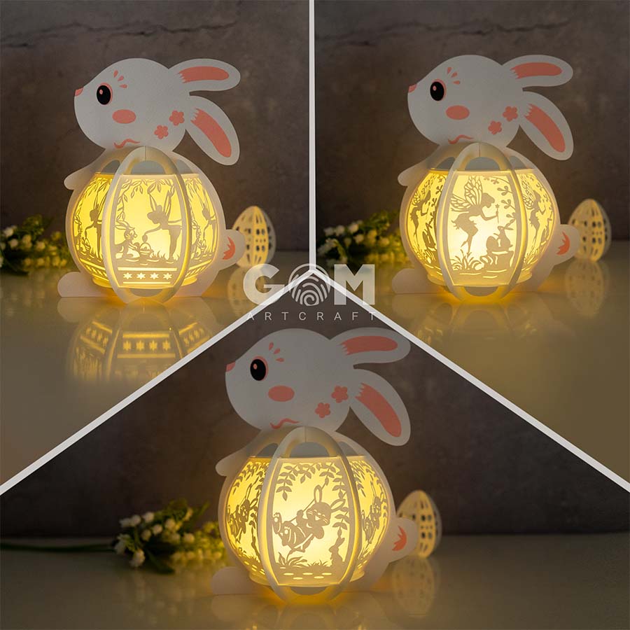 Pack 3 Rabbit Lantern SVG Happy Easter Day Angel and Rabbit Lantern