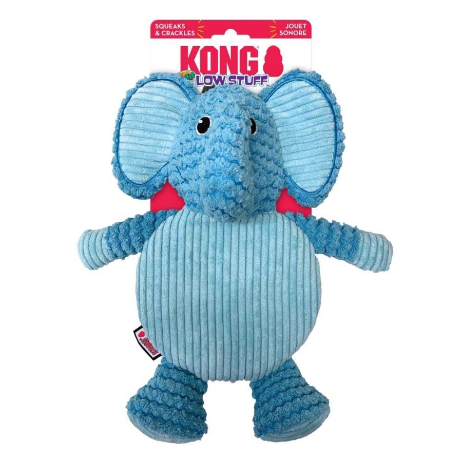 KONG Low Stuff Crackle Tummiez Dog Toy Elephant Elephant Blue Large