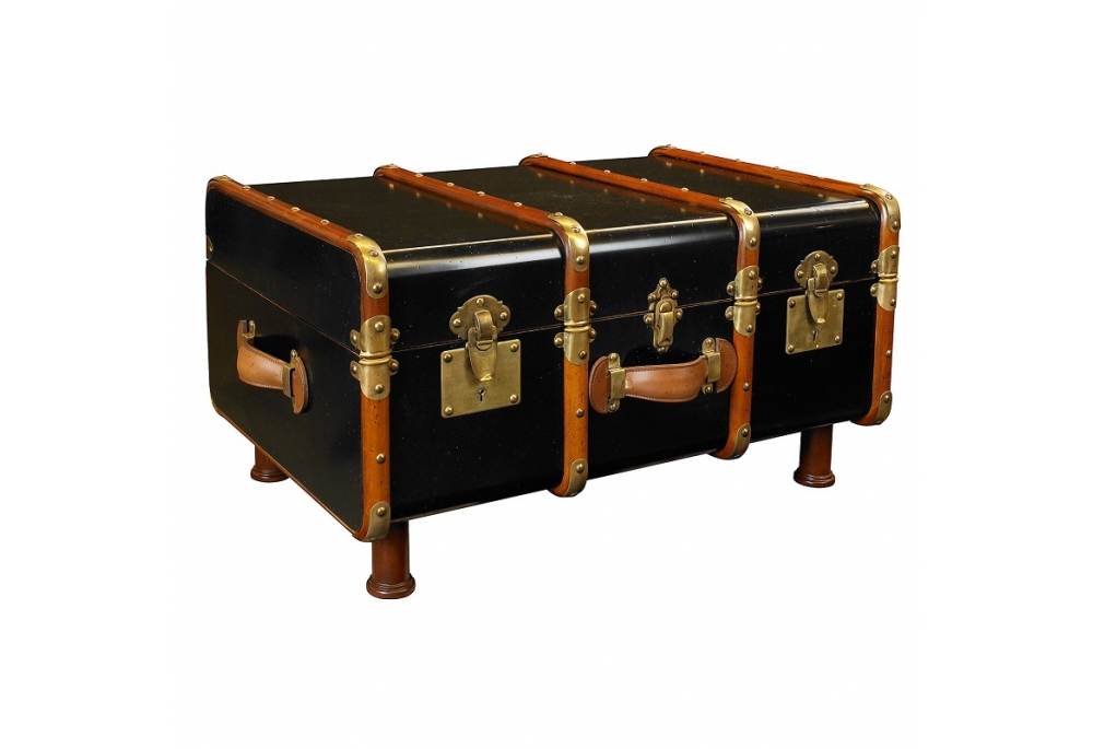 Stateroom Steamer Travel Trunk Coffee Table Antiqued Authentic Models