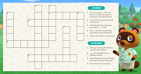 Nintendo shares an Animal Crossing New Horizonsthemed crossword puzzle GoNintendo