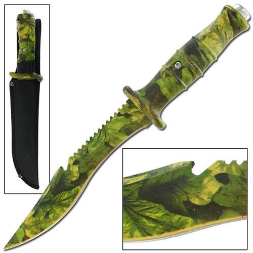 Master Survival Outdoor Hunter Army Camo Bowie Knife Military