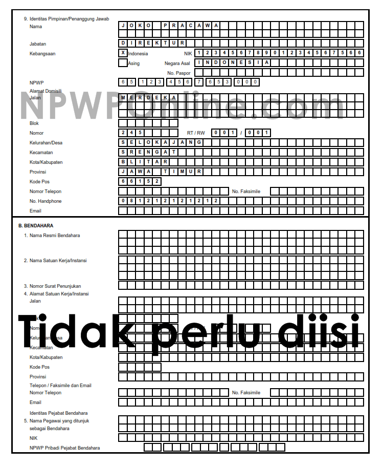 Formulir Perubahan Data Npwp Badan Excel