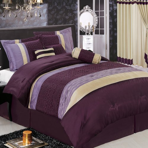 Sonata Purple California King size Luxury 11 piece Comforter set