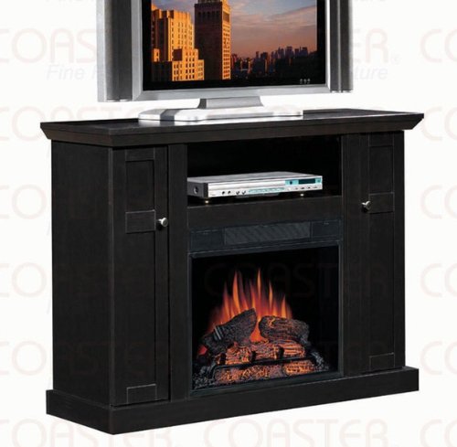 Nangfajar Electric Fireplace Mantel with Remote in Black Finish