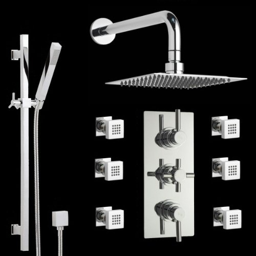 Triple Thermostatic Shower Valve with divertor with slider rail kit and