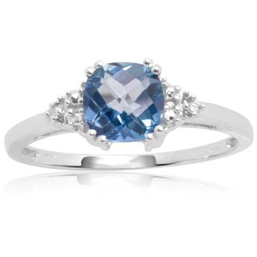 Smart Pick 10k White Gold, December Birthstone, Blue Topaz and Diamond