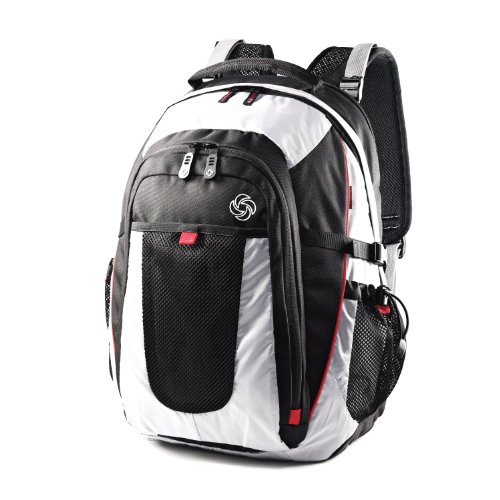 SALE ! Samsonite Luggage Junior XL Backpack, Grey/Black/Red Samsonite